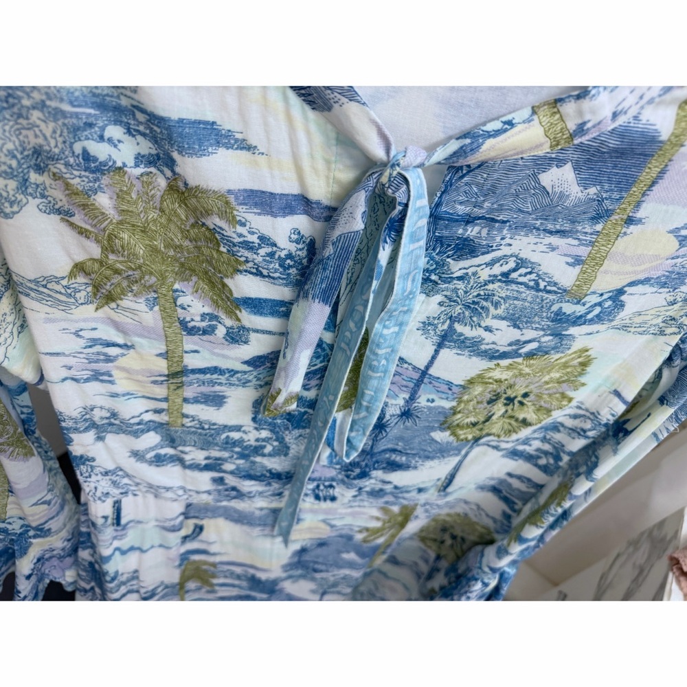 Emporio Sirenuse Tracey Vesuvius Caftan Maxi Dress Blue Volcano Floral Print M L - Picture 10 of 16